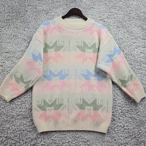 Venezia Women Pastel Knit Sweater Size 18/20 Long Sleeve Grannycore Cozy